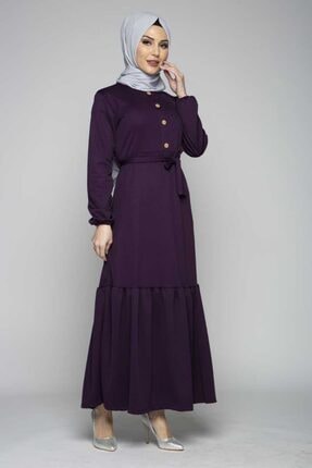 Skirt Frilled Hijab Dress Erw1003 Purple